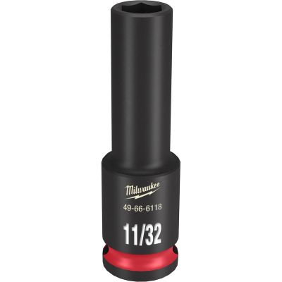 MLW49-66-6118 image(0) - Milwaukee Tool SHOCKWAVE Impact Duty 3/8"Drive 11/32" Deep 6 Point Socket