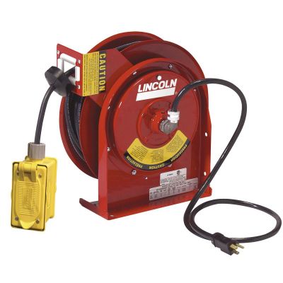 LIN91032 image(1) - Lincoln Lubrication 45FT HD REEL DUPLEX OUTLET BOX GFCI (F)