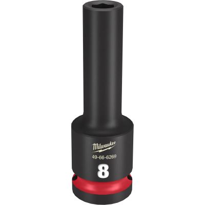 MLW49-66-6269 image(0) - Milwaukee Tool SHOCKWAVE Impact Duty 1/2"Drive 8MM Deep 6 Point Socket