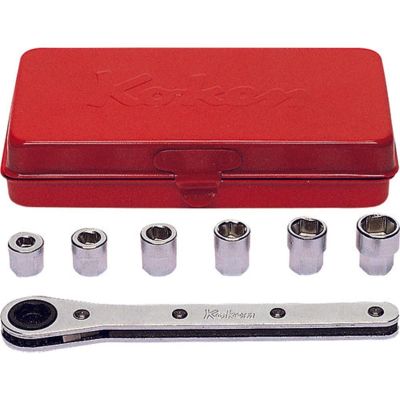 KKN1203 image(0) - Ko-ken USA 1203 Socket Set 5-10mm 6 point 7 pieces