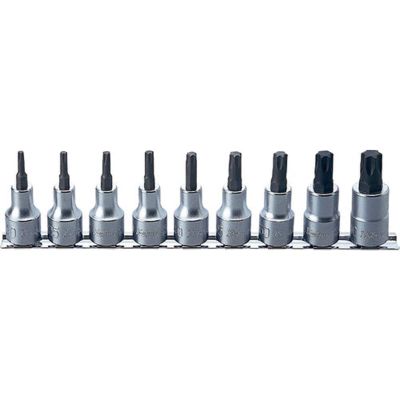 KKNRS4025-9-L60 image(0) - Ko-ken USA RS4025/9-L60 1/2 Sq. Dr. Bit Socket 9 piece TORX® set T20-T60