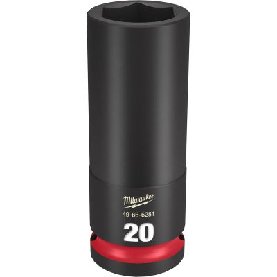 MLW49-66-6281 image(0) - Milwaukee Tool SHOCKWAVE Impact Duty 1/2"Drive 20MM Deep 6 Point Socket